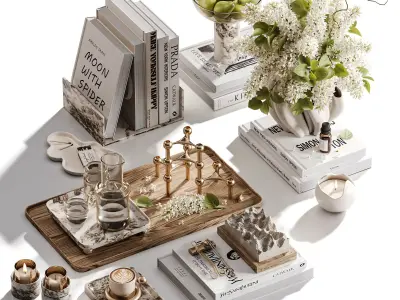  White Lilac and Pear Tabletop 3D model