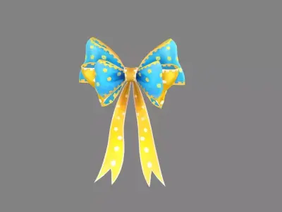 cartoon blue bow tie Low-poly 3D model