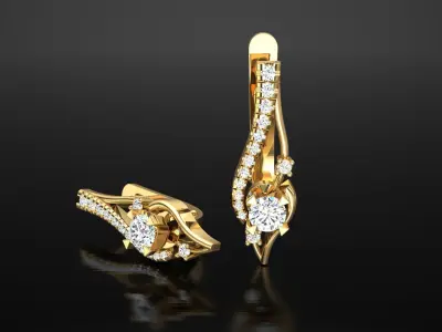 Earring E5 The luxury female earring with gems 3D print model