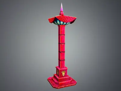 Low Poly Stylize Pillar Red Low-poly 3D model