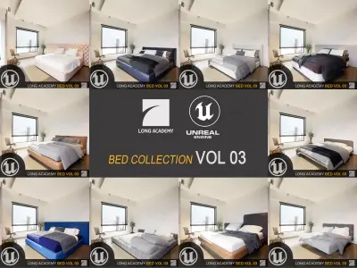 UE4- BED COLLECTION VOL003 Low-poly 3D model
