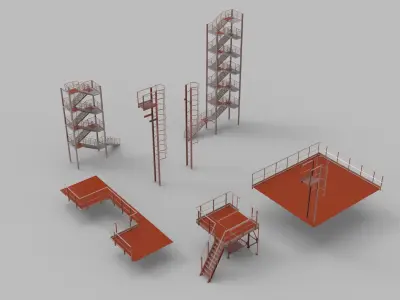 Fire ladders and platforms 3D model