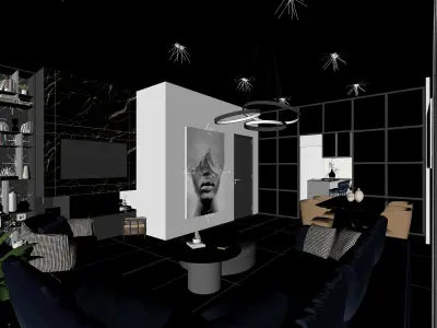 Apartment Interior - Living-Dining-Kitchen 3D model
