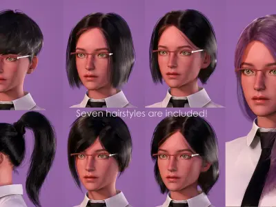 Office Girl-Cute Stylized Character Cartoon Casual Low-poly 3D model