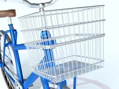Lowpoly Bicycle with Basket Low-poly 3D model