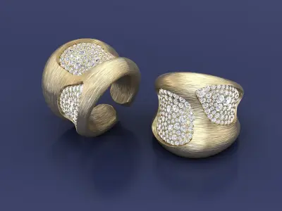  Elegant Diamond-Encrusted Rings 3D Design 3D print model