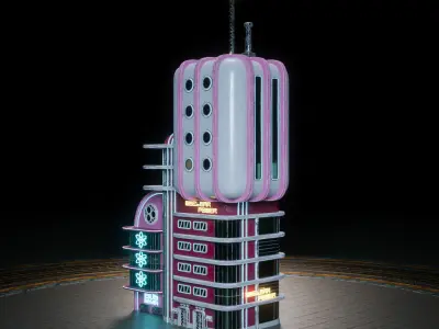 SCIFI ATOMPUNK BUILDING 02 Low-poly 3D model