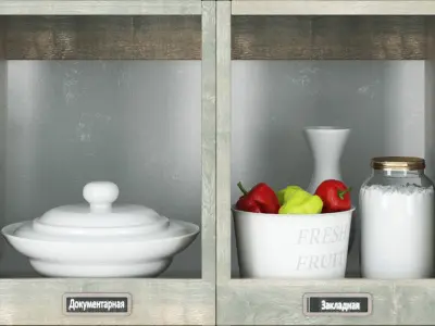 Set-190 kitchen shelf filled 3D model