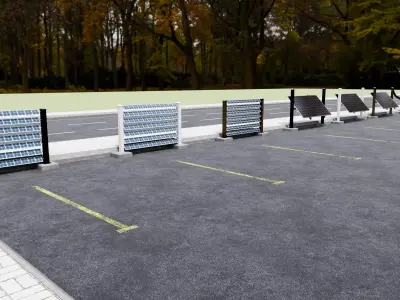 Solar-Powered-Tracking System Wall Models Low-poly 3D model