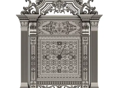 Classic Clock 020 Chrome Low-poly 3D model