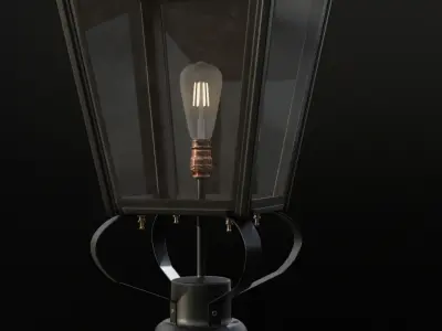 Old lamp post number one and ST64 6W bulb 3D model