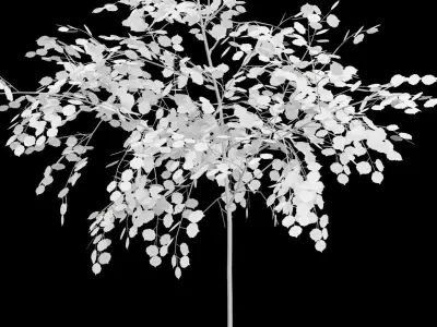 Birch Tree With White Leaves Low-poly 3D model