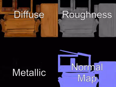 Classic Walnut Table model pack Low-poly 3D model