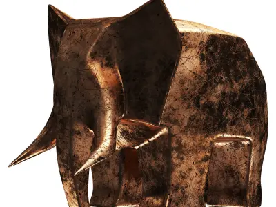  Elephant statues Low-poly 3D model