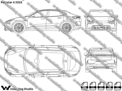 Polestar 4 2024 blueprint Texture