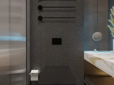3D model of modern bedroom bathroom suite design 3D model