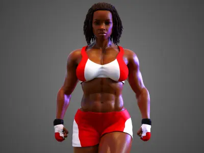 Female African BOX - MMA Fighter  3D model