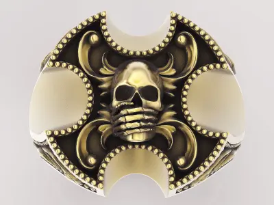 Skull ring silver gold  printable jewelry 3D model 3D print model