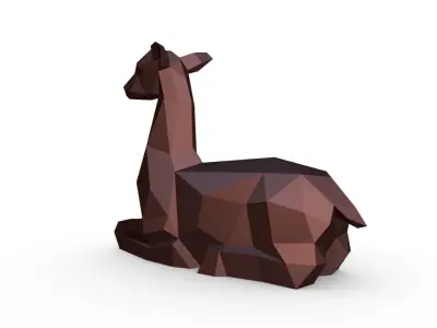 deer figurine low poly 3D print model