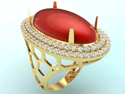 Gemstone Rings - Oval stone ring - Womens Rings 3D print model