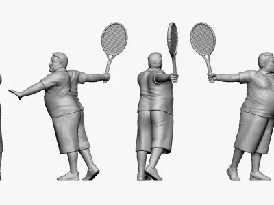 001197 happy old tennis man 3D model