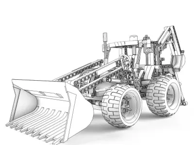 Lego Technic Backhoe Loader 3D model