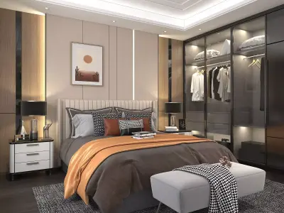 Modern Bedroom Scene 4 3D model