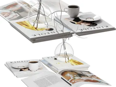 Decorative Set with Kinfolk Magazines 3D model