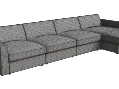 Grey Wool Modular Sofa 3D model