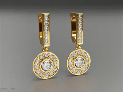 luxury diamond pendant earrings solid beautyful style ear ring 3D print model