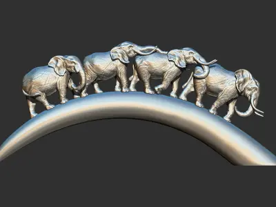 Carved Ivory Elephant Bridge 3d printable model tusk V2 3D print model