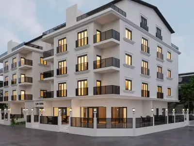 9-Modern Exterior Build Apartment - 3ds Max - Corona Renderer 3D model