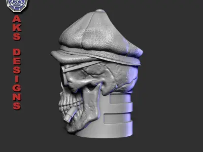 Gangster skull version 2 Penholder and flowerpot 3D print model