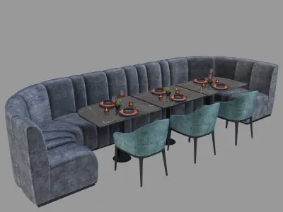 Restaurant Cafe Sofa Tableware Part6 - 12 colors U SHAPED  3D model