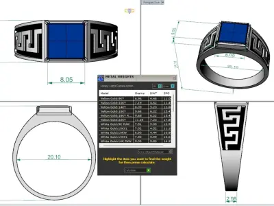 Man ring with a stone 3D print model 3D print model