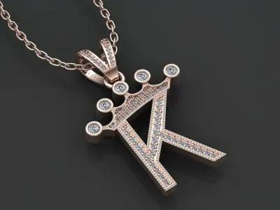 K letter pendant 3D print model
