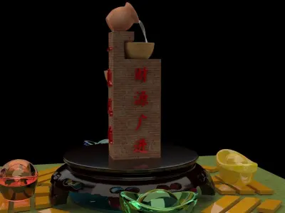 Chinese water fountain    3D model