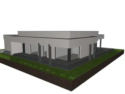 modern one story house architecure exterior model 3D model