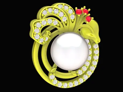 Luxury Pearl Diamond Ring for Women  4699 3D print model