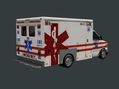 Vehicle Ambulance Rescue Truck Game Ready 05 Low-poly 3D model
