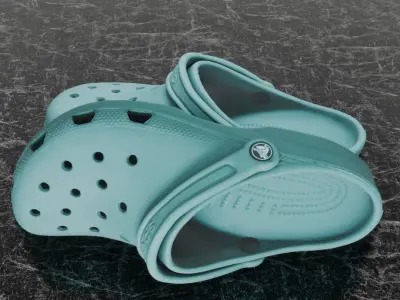 CROCS 3D FLIP-FLOP - TURQUOISE - SLIPPERS Low-poly 3D model