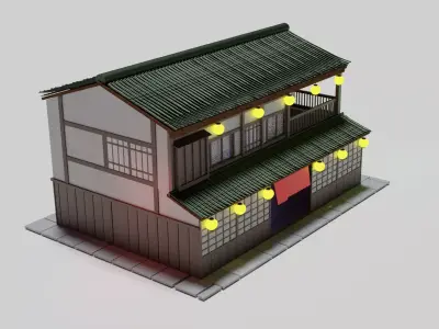 Japanese house Free low-poly 3D model