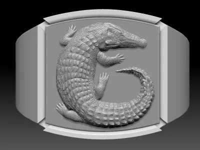 crocodile man ring Sculpture jewelry Gold silver 3D print model