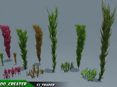 Under Water Plant Collection Pack Low Poly 3D Model Low-poly 3D model