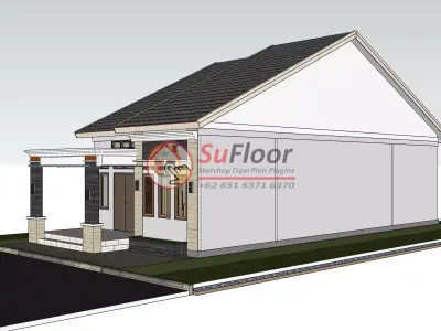 House 7x17m code 614 - Sketchup 3D model 3D model 3D model