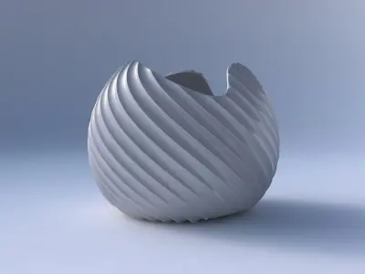 Bowl Spheric wavy with extruded vertical lines 2 3D print model