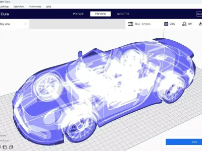 3D Printable Porsche 911 Turbo Convertible 3D print model