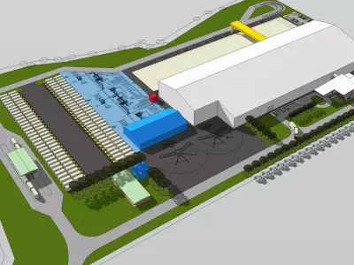 Layout for Precast factory and office 3D model