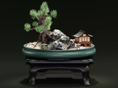 Saikei - Japanese Miniature Garden Low-poly 3D model