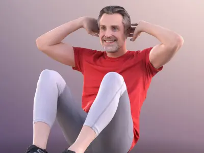 Will 10862 - Athletic Man Doing Situps Low-poly 3D model